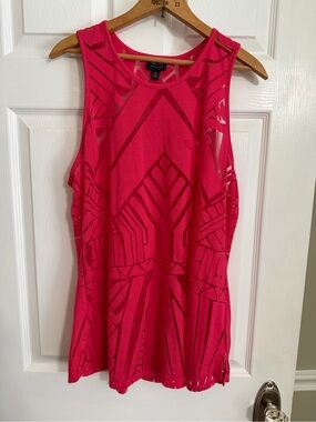 Nicole -Womens Hot Pink Patterned Sleeveless Dress,XL